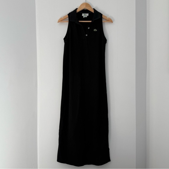 Vintage Lacoste black sleeveless polo midi dress - FR 40 (Medium) - Picture 3 of 6